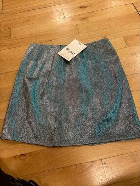 Sky Blue Metallic Mini Skirt